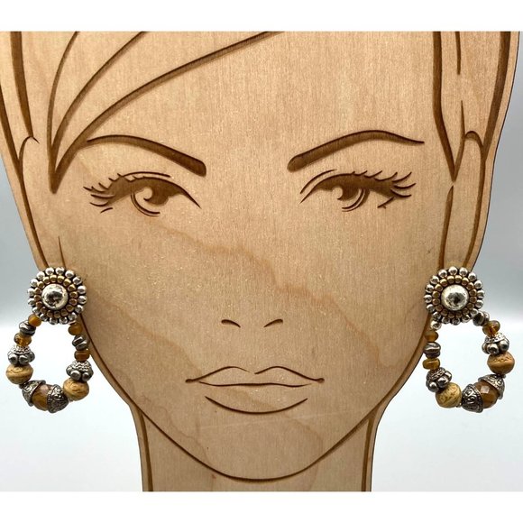Chunky Vintage Door Knocker Earrings with a Sassy Tribal Flair, Omega Back - Picture 1 of 9